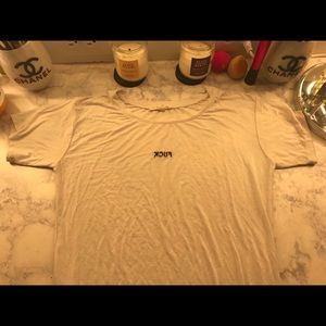 White tee “kcuf”